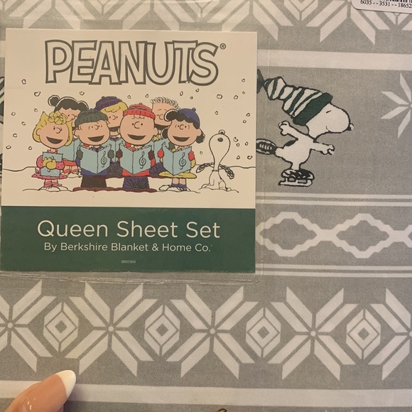 Peanuts Snoopy Woodstock Christmas Santa Fair isle sheet set - Queen NEW - Picture 2 of 4